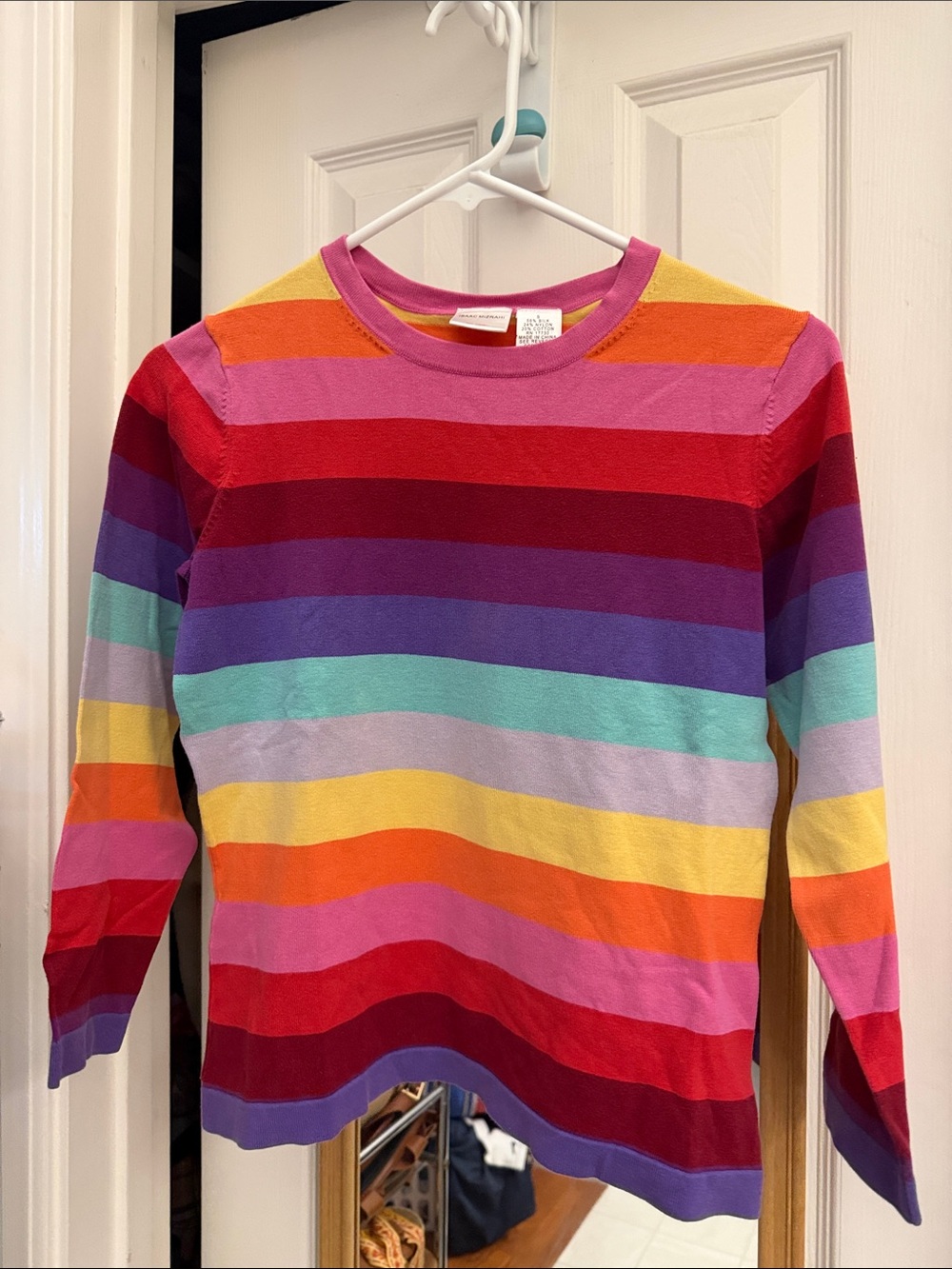Isaac Mizrahi Rainbow Stripe Long-Sleeve sweater Top - Multicolor